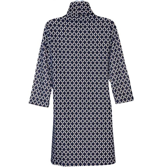 Top It Off Meghan Navy Geometric Print Turtleneck Dress Small NWT Workwear Chic - Picture 8 of 8